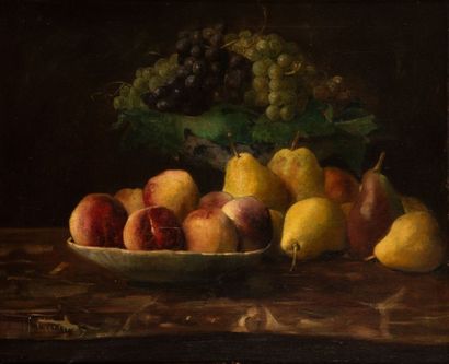 École Française vers 1880, H. GENOIS 
(***) Nature morte de pommes, poires, fruits...