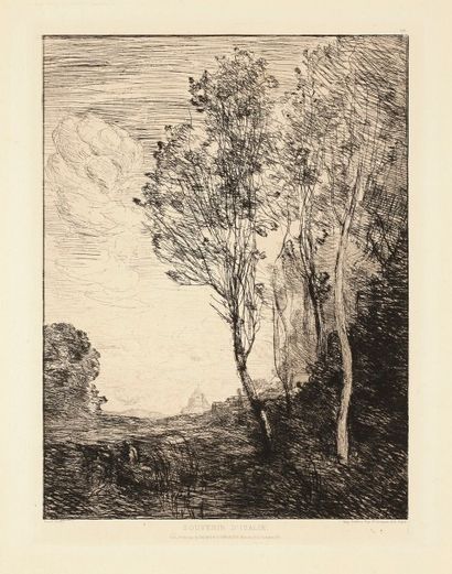 Jean-Baptiste-Camille Corot (1796-1875) Souvenir d’Italie. 1863. Eau-forte. 230 x 310....