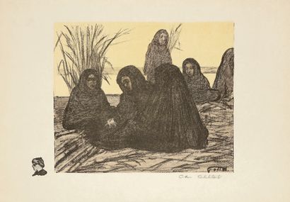 Charles Cottet (1863-1925) Au bord du Nil. 1895. Lithographie. 315 x 230. Morane...