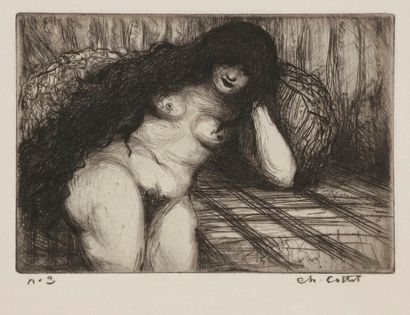 Charles Cottet (1863-1925) Charles Cottet (1863-1925)
Femme nue aux longs cheveux...