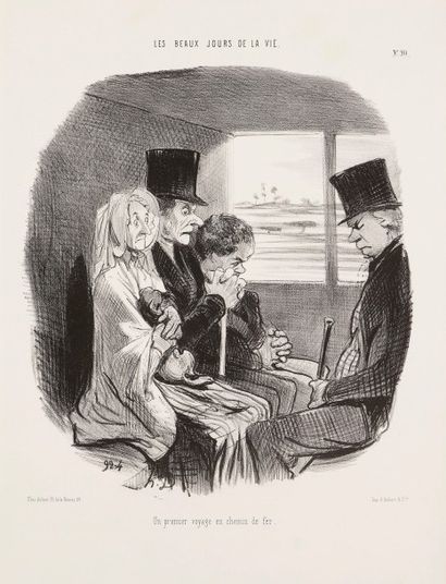 Honoré Daumier (1808-1879) Un premier voyage en chemin de fer (Les Beaux jours de...