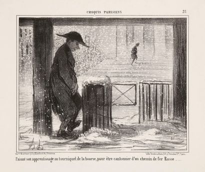 Honoré Daumier (1808-1879) Faisant son apprentissage au tourniquet de la Bourse....