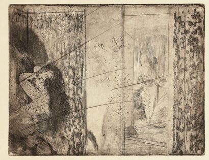 Edgar Degas (1834-1917) Actrices dans leur loge. 1879-1880. Eau?forte et aquatinte....