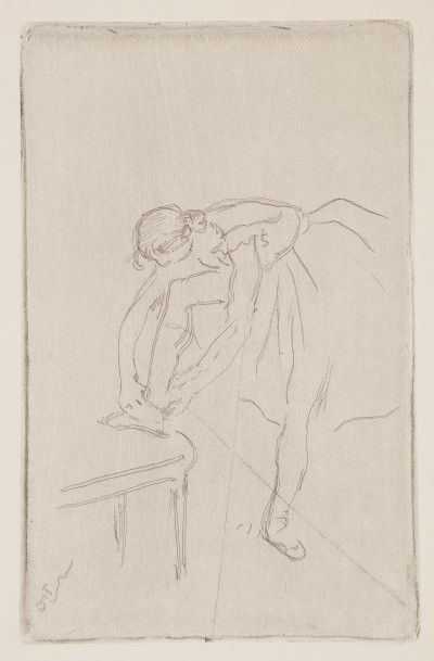 Edgar Degas (1834-1917) Danseuse mettant son chausson. Vers 1888. Delteil 36 ; Reed...