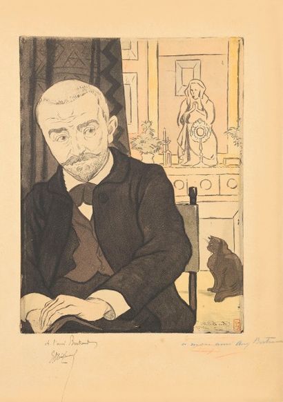 Eugène Delâtre (1864-1938) Portrait de Huÿsmans. 1894. Eau-forte, aquatinte et roulette....