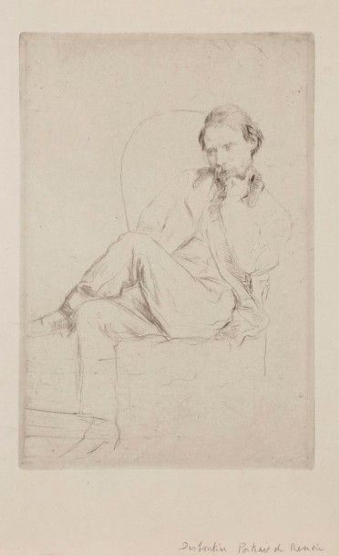 Marcellin Desboutin (1823-1902) Renoir les jambes croisées. 1877. Pointe sèche. 155 x 235....