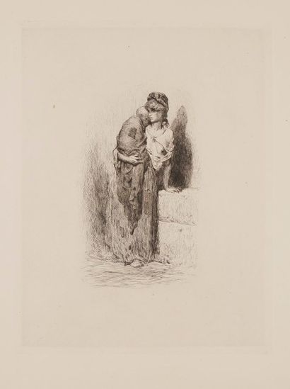 Gustave Doré (1832-1883) Pauvresse à Londres. 1873. Eau-forte. 290 x 378. Beraldi...
