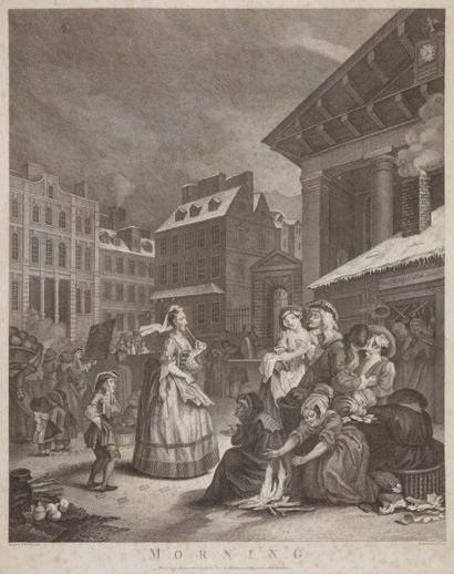 William Hogarth (1697-1764) (d’après) Morning ; Noon ; Evening ; Night. 1797. Gravé...