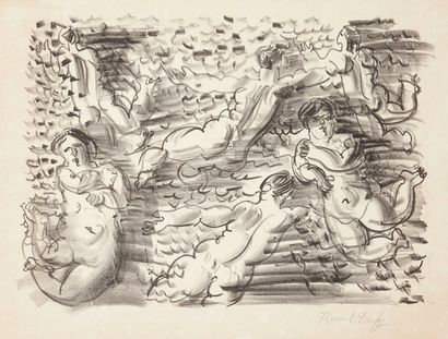 Raoul Dufy (1877-1953) Les Ondines, ou Six baigneuses. Vers 1925. Lithographie. 515 x 363....