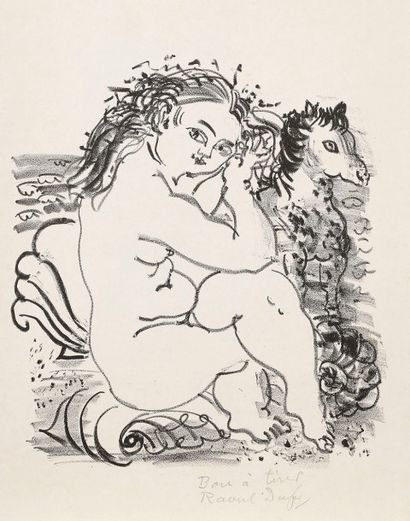 Raoul Dufy (1877-1953) Baigneuse au petit cheval. 1930. Lithographie. 200 x 220....