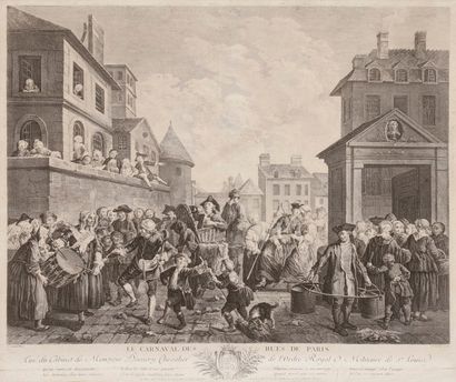 Jean-Charles Le Vasseur (1734-1804) Le Carnaval des rues de Paris ; Le Transport...