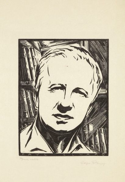 Serge Fotinsky (ukrainien, 1887-1971) Portrait de Paul Éluard. Vers 1930. Bois gravé....