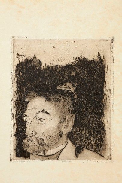 Paul Gauguin (1848-1903) Portrait de Stéphane Mallarmé. 1891. Eau-forte et pointe...