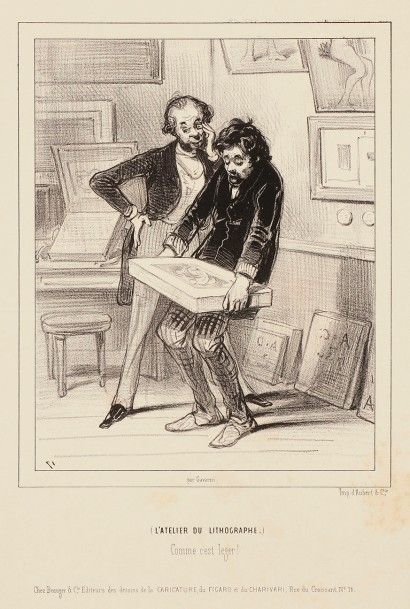 Paul Gavarni (Sulpice-Guillaume Chevalier, dit) (1804-1866) L’Atelier du lithographe...