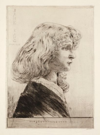 Norbert Goeneutte (1854-1894) Jane 8 ans (La Fille rousse). 1885. Pointe sèche. 225 x 312....