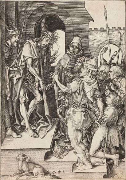 Martin Schongauer (c. 1450-c. 1491) Ecce Homo (Jésus présenté au peuple). Burin....