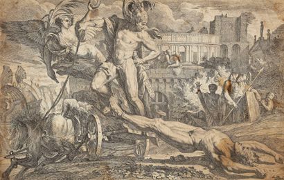 Pietro Testa (1611-1650) Achille traînant la dépouille d’Hector devant les murs de...