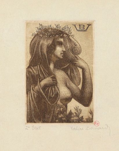 Valère Bernard (1860-1936) Énigme. 1894. Eau-forte et aquatinte. 65 x 97. Soubiran...