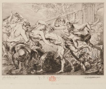 Félix Buhot (1847-1898) L’Enlèvement des Sabines (La Lutte des Centaures et des Lapithes)....