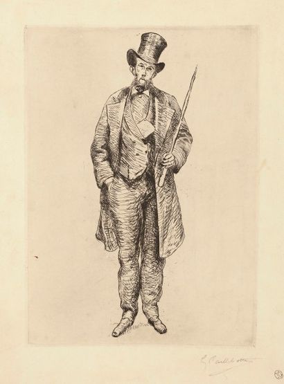 Gustave Caillebotte (1848-1894) Portrait de Paul Hugot. Vers 1878. Eau-forte. 195 x 275.... Gazette Drouot