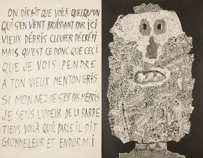 null DUBUFFET (Jean).
La Fleur de barbe.
Paris : chez l’auteur, 1960. — In-folio,...