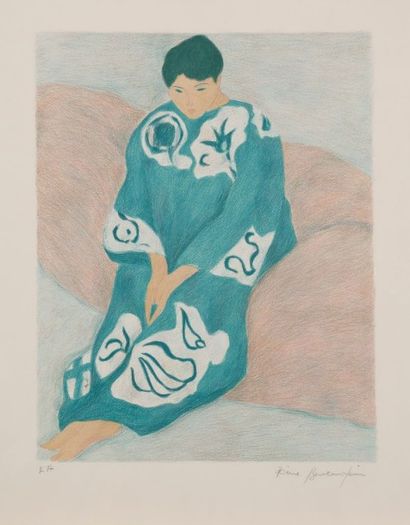 Pierre BONCOMPAIN (né en 1938) Femme au Kimono
Lithographie.
Signée et annotée EA.
54...