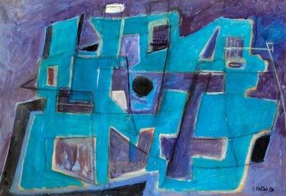 Simone BELLET (1901-1990) Composition, 1960
Gouache.
Signée et datée en bas à droite.
70...