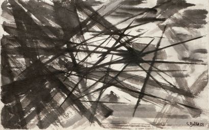 Simone BELLET (1901-1990) Composition, 1964
Lavis d’encre.
Signée et datée en bas...