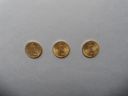 null 3 pièces de 20 dollars en or de type Saint Gaudens (1924).
FRAIS DE VENTE :...