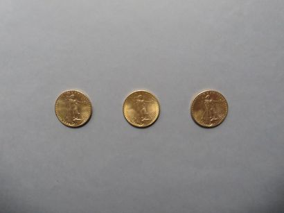 null 3 pièces de 20 dollars en or de type Saint Gaudens (1924).
FRAIS DE VENTE :...