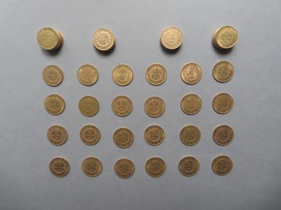 null 50 pièces de 20 francs en or de type au Génie de la République (1848 (2), 1874,...