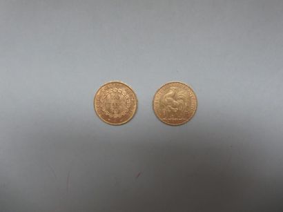 null 2 pièces de 20 francs en or dont 1 de type au Génie de la République (1897)...