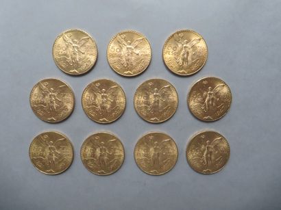 null 11 pièces de 50 Pesos en or marquées "Estados Unidos Mexicanos 1821-1947".
FRAIS...
