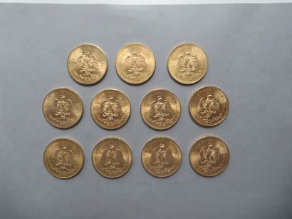 null 11 pièces de 50 Pesos en or marquées "Estados Unidos Mexicanos 1821-1947".
FRAIS...