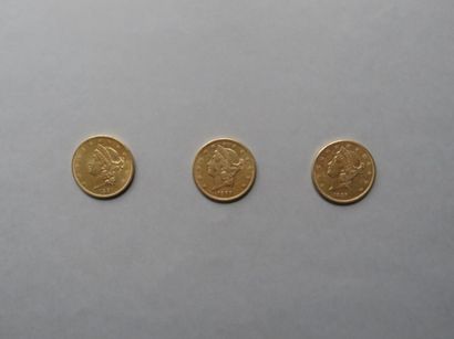 null 3 pièces de 20 dollars en or de type Liberty (1861, 1888 et 1889).
FRAIS DE...