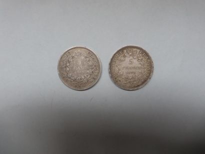 null 2 pièces de 5 francs en argent de type Hercule (1849, 1875).
FRAIS DE VENTE...
