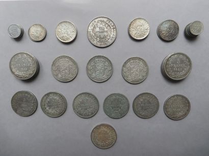 null Lot de pièces en argent comprenant 1 pièce de 50 francs de type Hercule (1977),...