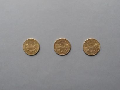 null 3 pièces de 20 dollars en or de type Liberty (1861, 1888 et 1889).
FRAIS DE...