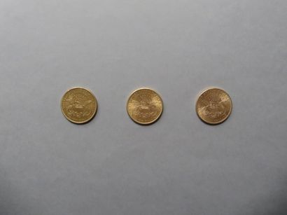 null 3 pièces de 20 dollars en or de type Liberty (1891, 1893 et 1894).
FRAIS DE...