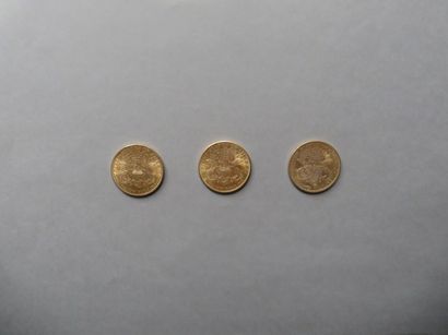 null 3 pièces de 20 dollars en or de type Liberty (1895,1896 et 1898).
FRAIS DE VENTE...