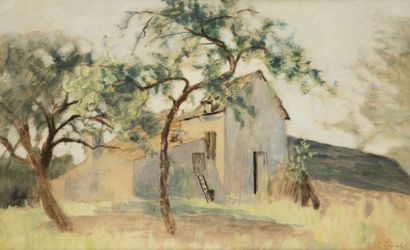 Marthe ORANT (1874-1957) Ferme sous les arbres
Huile sur isorel.
Signée en bas à...