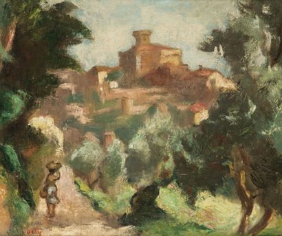 Manuel ORTIZ de ZARATE (1886-1946) Ville de Cagne-le-Vieux (Château Grimaldi), 1937
Huile...