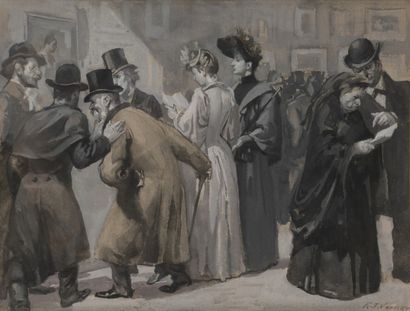François Joseph VERNAY (1864-1950) L’Exposition
Aquarelle et rehauts de gouache.
Signée...