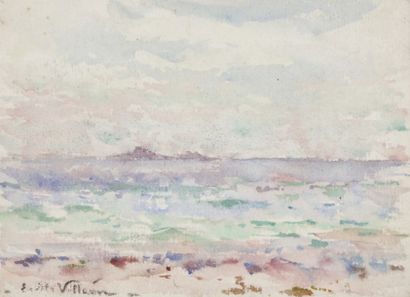 Emmanuel de la VILLÉON (1858-1944) Bord de mer, vers 1890
Aquarelle sur papier contrecollé...