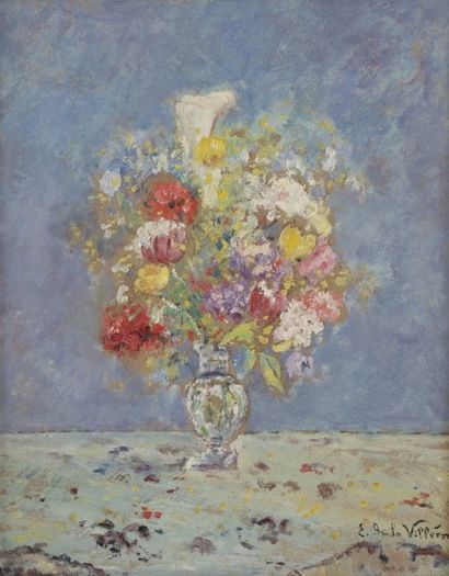 Emmanuel de la VILLÉON (1858-1944) Bouquet de fleurs, 1943
Huile sur toile.
Signée...