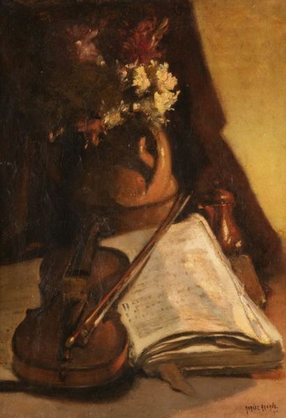 Marcel ARNAUD (1877-1956) Nature morte au violon, 1902
Huile sur toile.
Signée et...