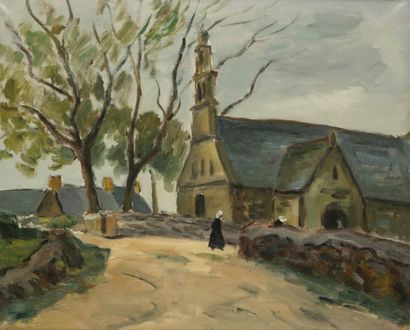 Léonard BORDES (1898-1969) Église bretonne
Huile sur toile.
Signée en bas à droite.
Porte...