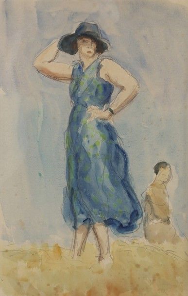 Léonard BORDES (1898-1969) Fille du peintre à la robe bleue
Dessin à la mine de plomb...