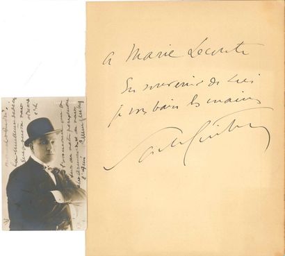 null Sacha GUITRY. P.A.S. au dos d’une photographie de son père Lucien Guitry ; 26,5...