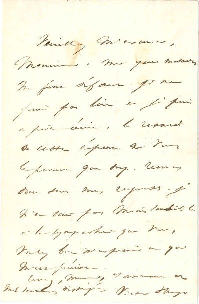 null Victor HUGO (1802-1885).
L.A.S., [5 février 1839], à Gustave Lebrisois Desnoiresterres ;...